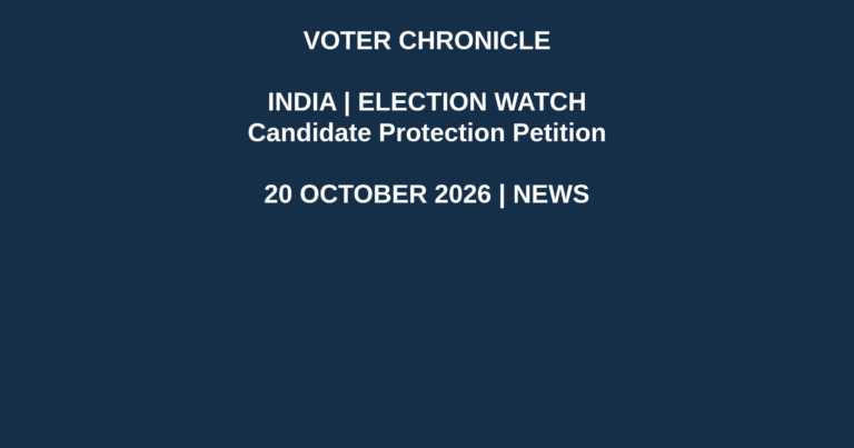 Voter Chronicle branded editorial graphic: Candidate Protection Petition. Original illustration, not an event photograph.