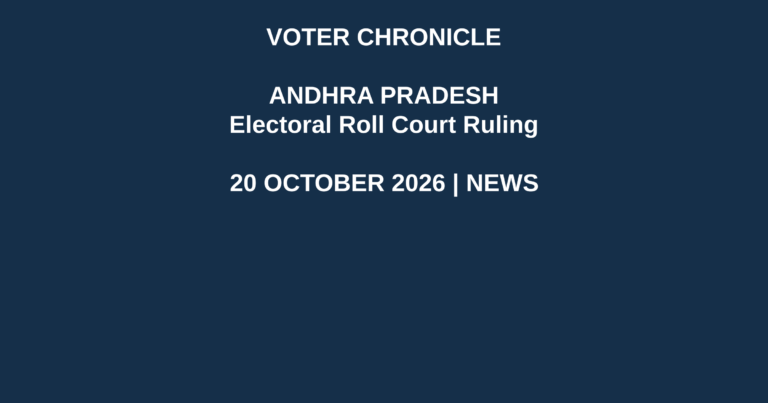 Voter Chronicle branded editorial graphic about the Andhra Pradesh electoral roll ruling; not an event photograph.